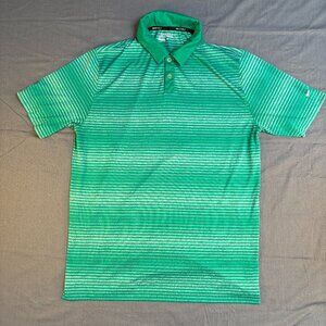 Nike Shirt Mens Large Green Striped Golf Tour Performance Dri Fit